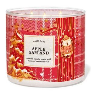 1 APPLE 🍎GARLAND SCENTED LARGE 14.5 OZ / 411gm 3-WICK CANDLE B&BW WHITE BARN